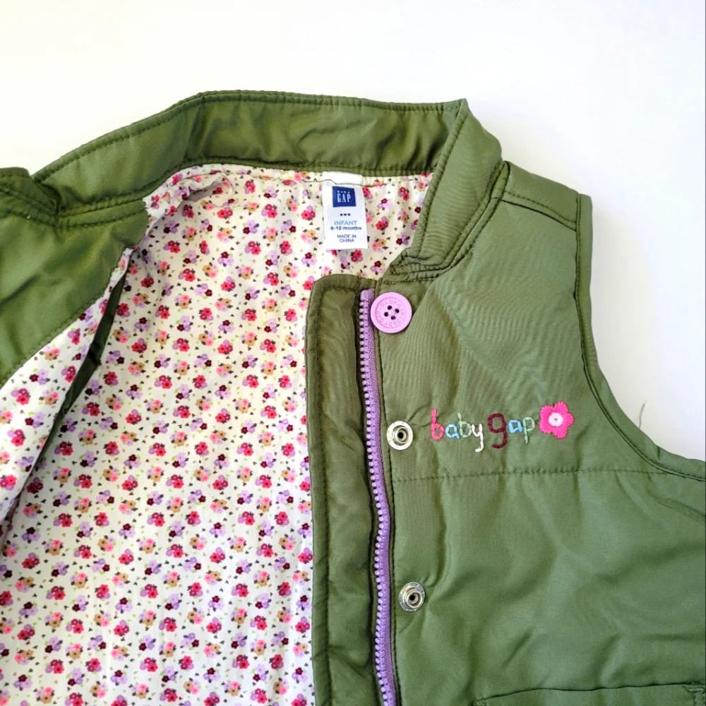 Baby Gap Puffer Vest Infant 6-12months Olive